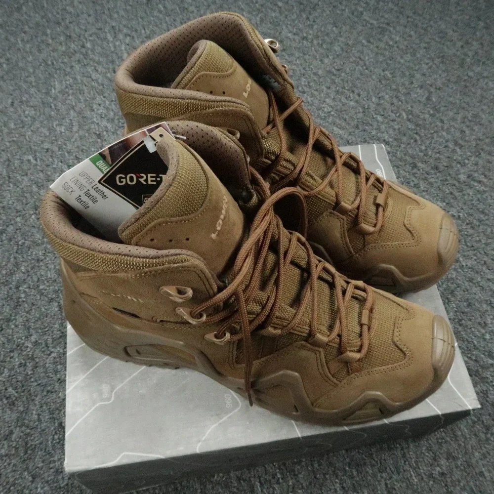 Lowa Boots Mens 12 Coyote Brown Zephyr GTX Mid TF Gore Tex Hiking Task Force